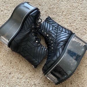 Dolls Kill spider web platform boots